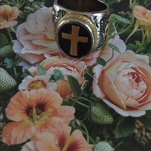 Men’s Silvertone Cross Ring